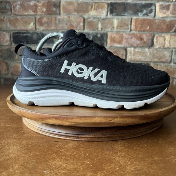Hoka One One Gaviota 5 Men\'s 8 D Road Running Cushion Black White Sneaker Shoes main image 12